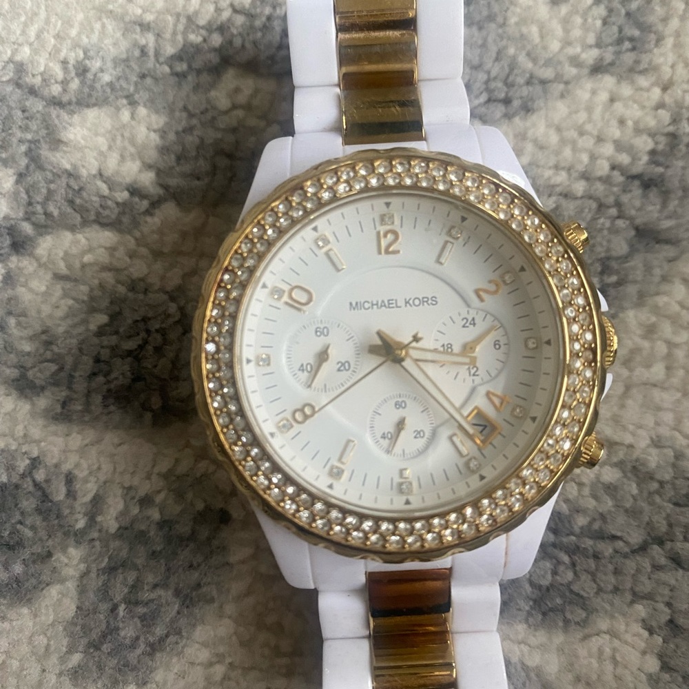 White and gold Michael Kors watch